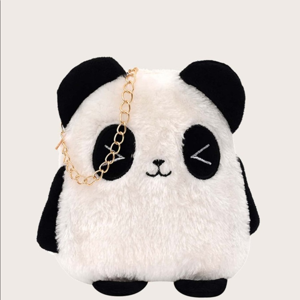 Cute furry panda bear bag purse